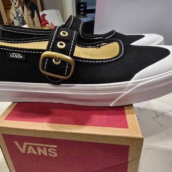 Vans NEW Mary Jane Sneakers Black/White Womens Size US 8.5 Ballet Slipper NEW - Picture 6 of 10
